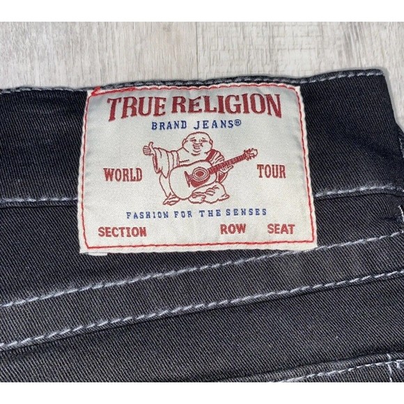 True Religion Mens size 36x32 Ricky Flap SN Relaxed Straight Jeans Black Denim - Picture 7 of 12